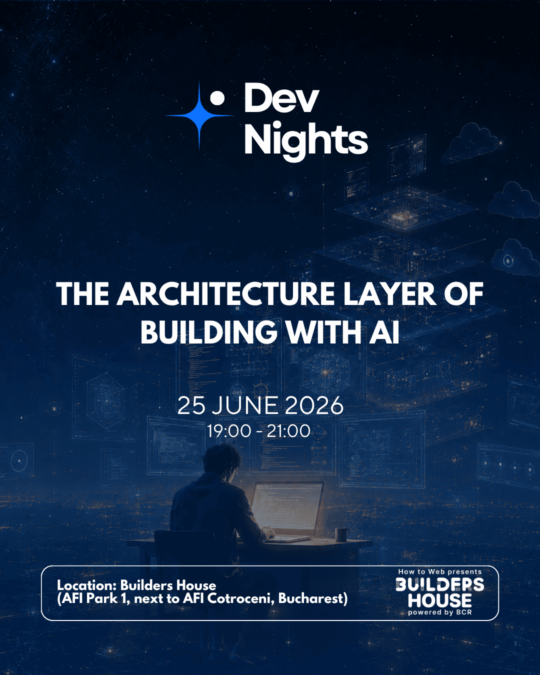 DevNights The Architecture Layer of Building with AI event creative