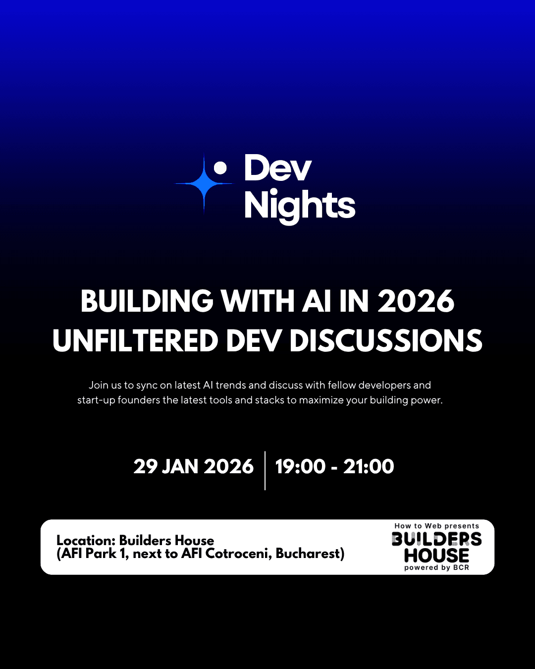 DevNights Building with AI in 2026 event creative