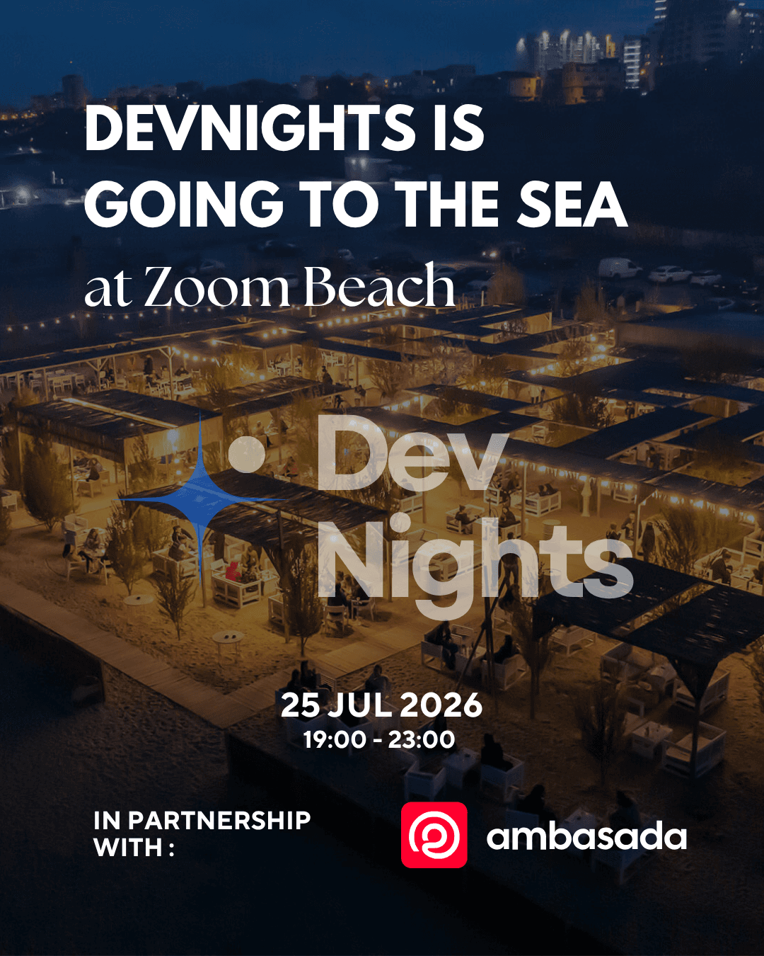 DevNights is Going to the Sea at Zoom Beach event creative